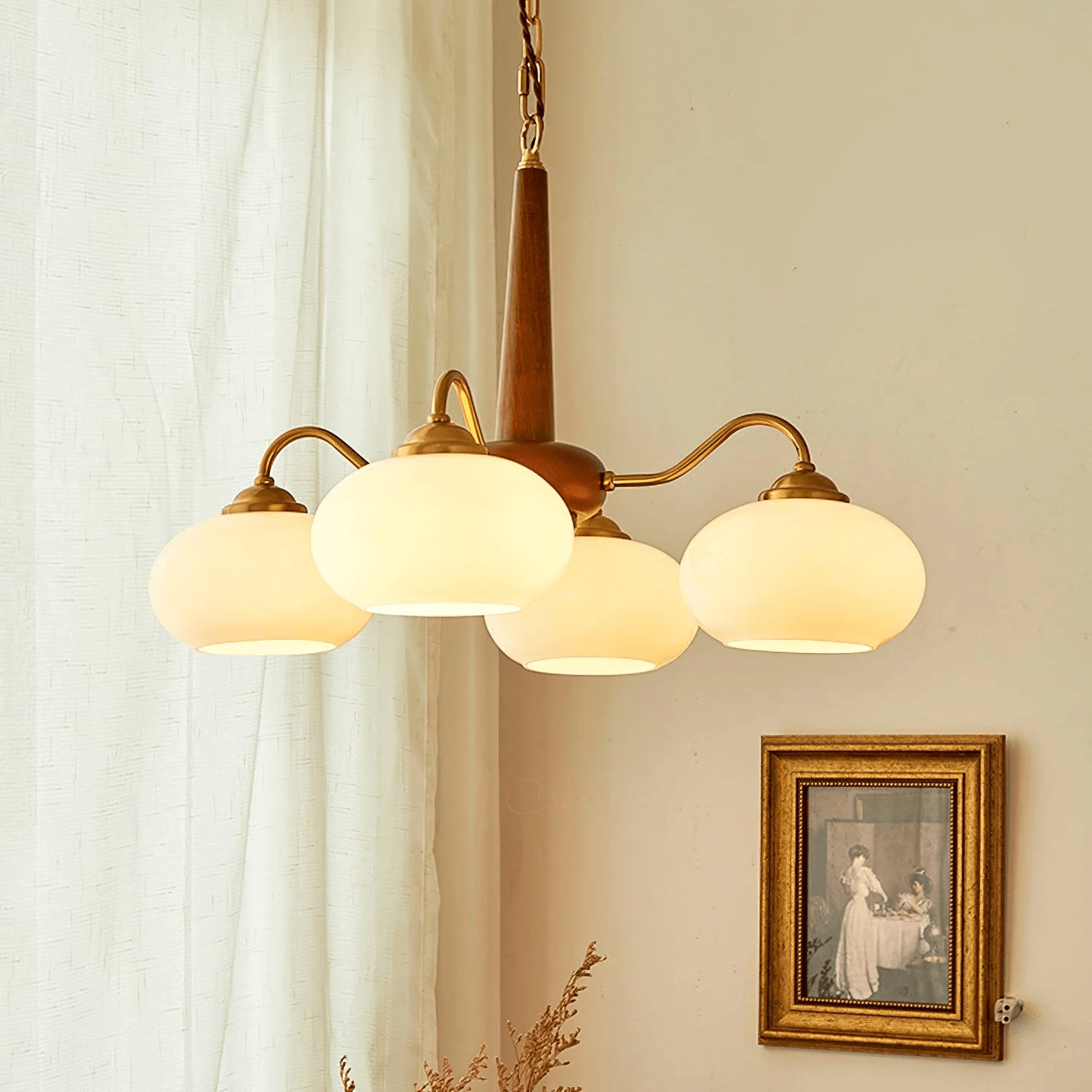 Lustra Pendant Lamp Persimmon Brass Glass Elegant - Letslighting