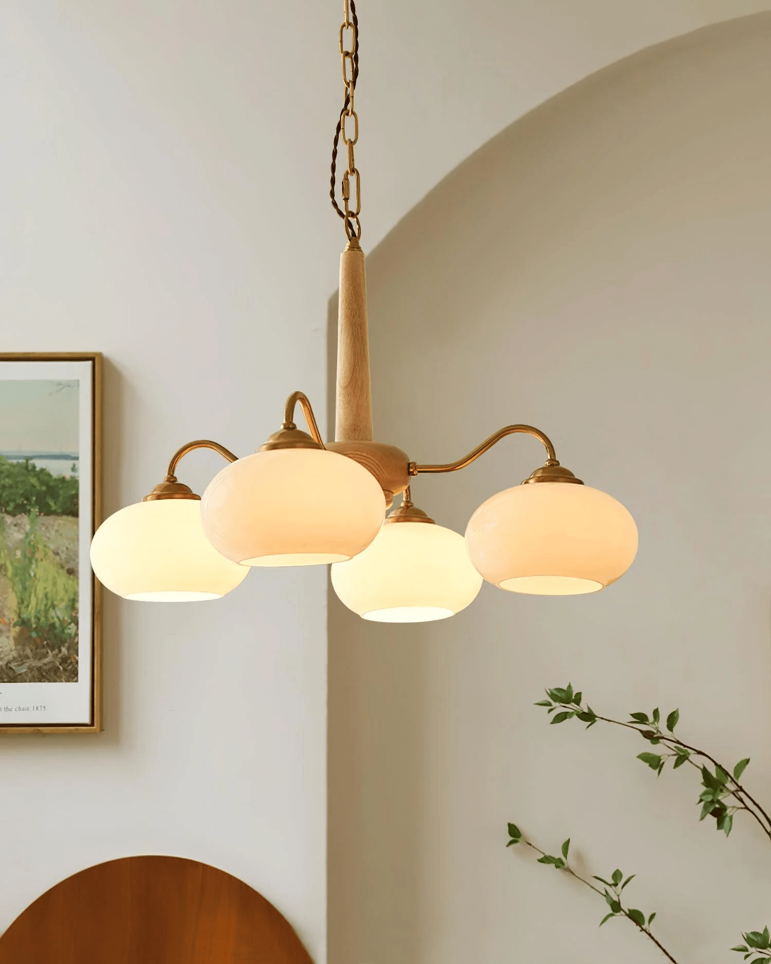 Lustra Pendant Lamp Persimmon Brass Glass Elegant - Letslighting