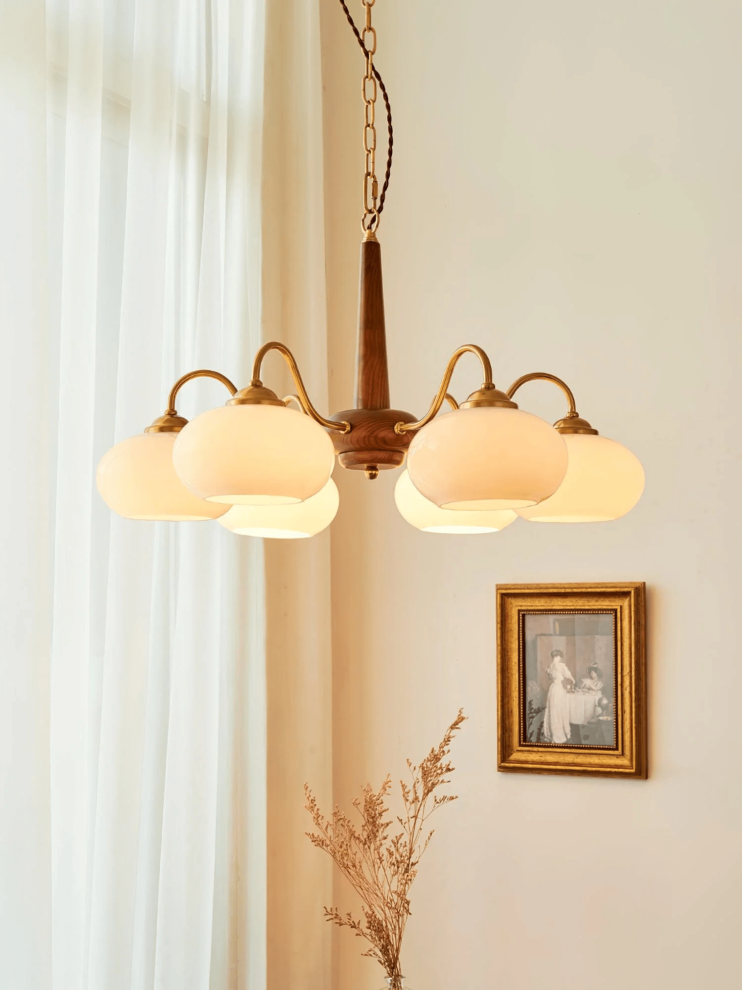 Lustra Pendant Lamp Persimmon Brass Glass Elegant - Letslighting