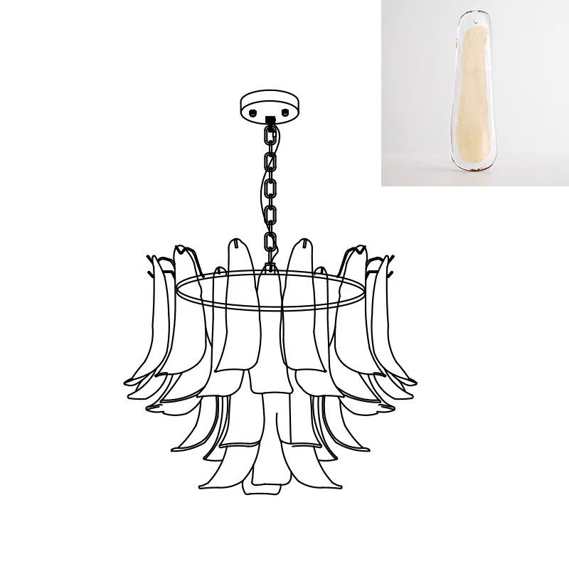 Aurora Chandelier Murano Glass Leaf Golden - Letslighting