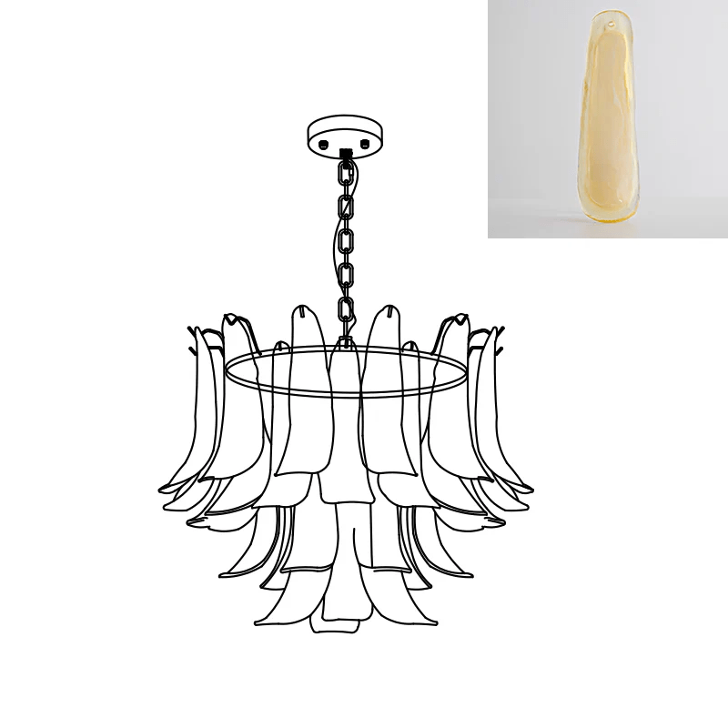 Aurora Chandelier Murano Glass Leaf Golden - Letslighting