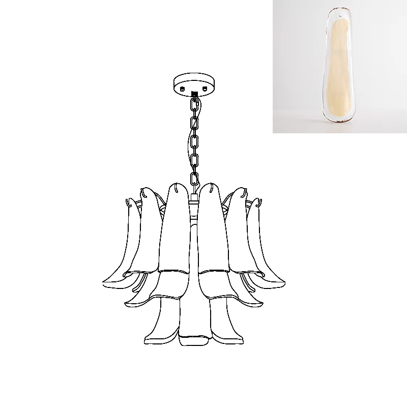 Aurora Chandelier Murano Glass Leaf Golden - Letslighting
