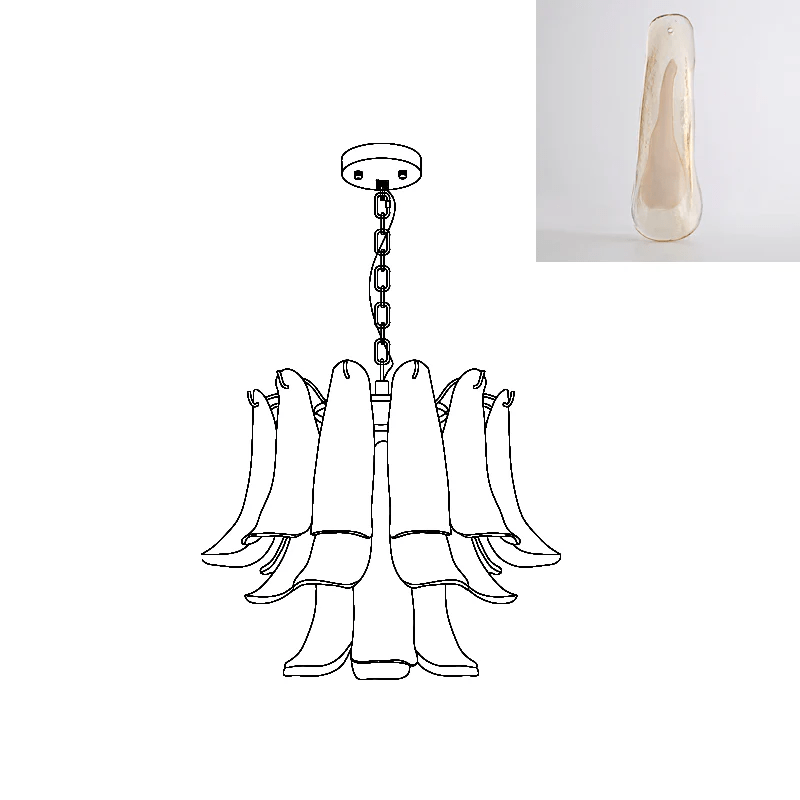 Aurora Chandelier Murano Glass Leaf Golden - Letslighting