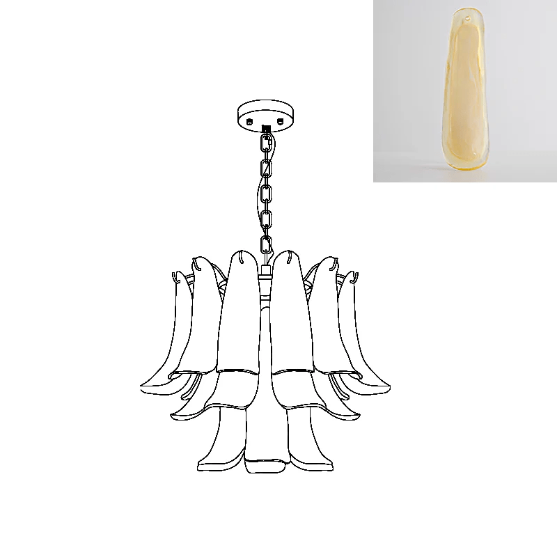 Aurora Chandelier Murano Glass Leaf Golden - Letslighting