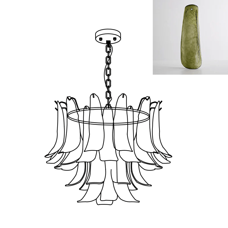Aurora Chandelier Murano Glass Leaf Golden - Letslighting