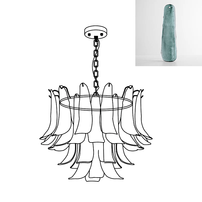 Aurora Chandelier Murano Glass Leaf Golden - Letslighting