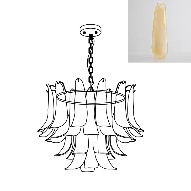 Aurora Chandelier Murano Glass Leaf Golden - Letslighting