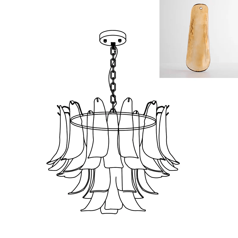 Aurora Chandelier Murano Glass Leaf Golden - Letslighting