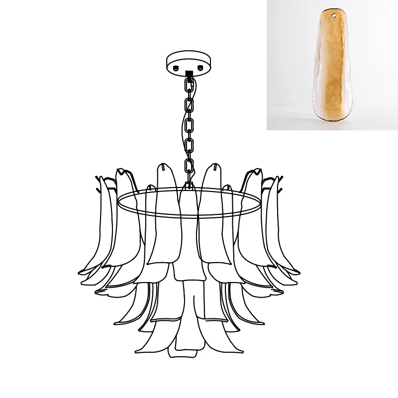 Aurora Chandelier Murano Glass Leaf Golden - Letslighting
