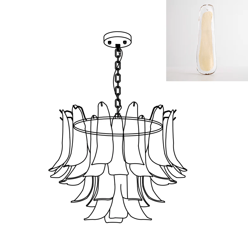 Aurora Chandelier Murano Glass Leaf Golden - Letslighting