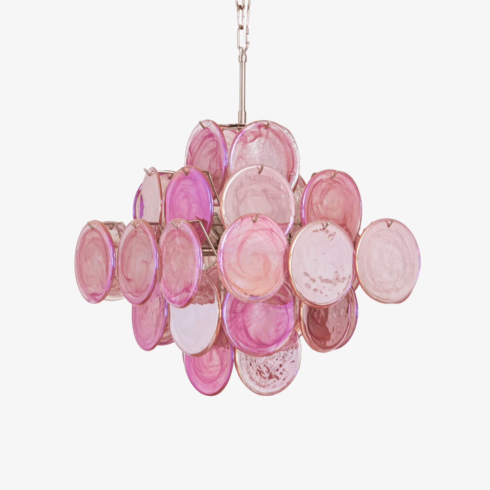 Aurora Chandelier Pink Glass Disc Layered Romantic - Letslighting