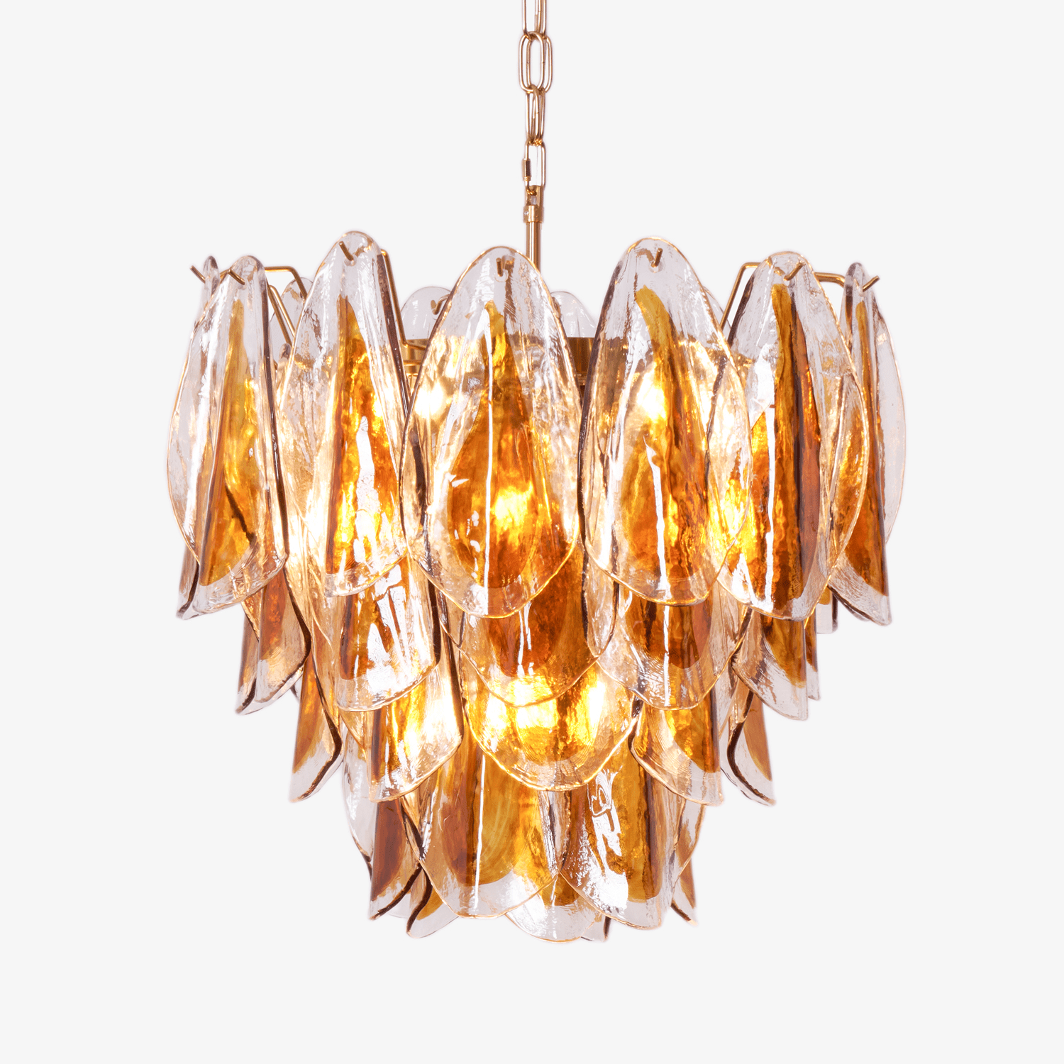 Aurora Chandelier Amber Leaf Glass Layered Organic Warmth - Letslighting