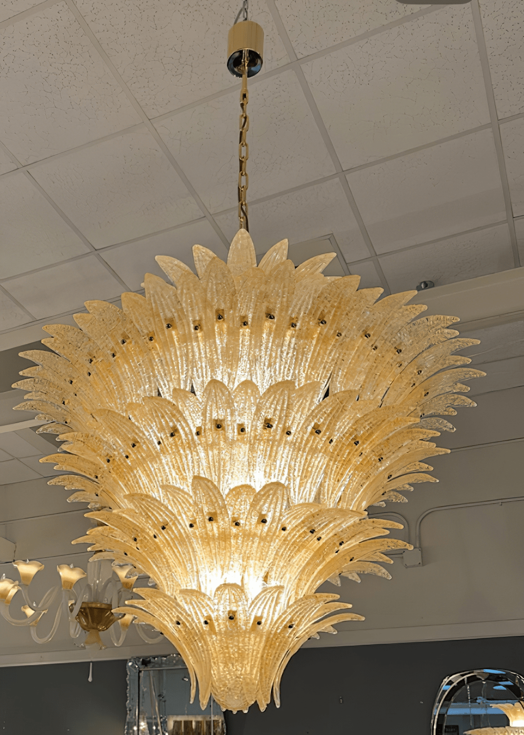 Aurora Chandelier Murano Glass Palmette Leaf Tiered - Letslighting