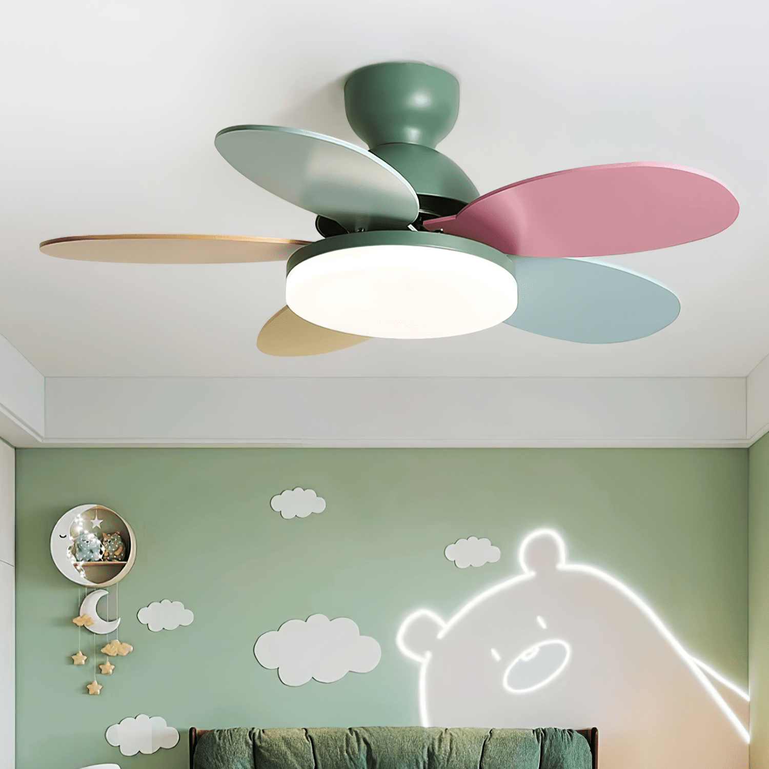 Liora Colorful Glass Kids Ceiling Fan Light - Letslighting