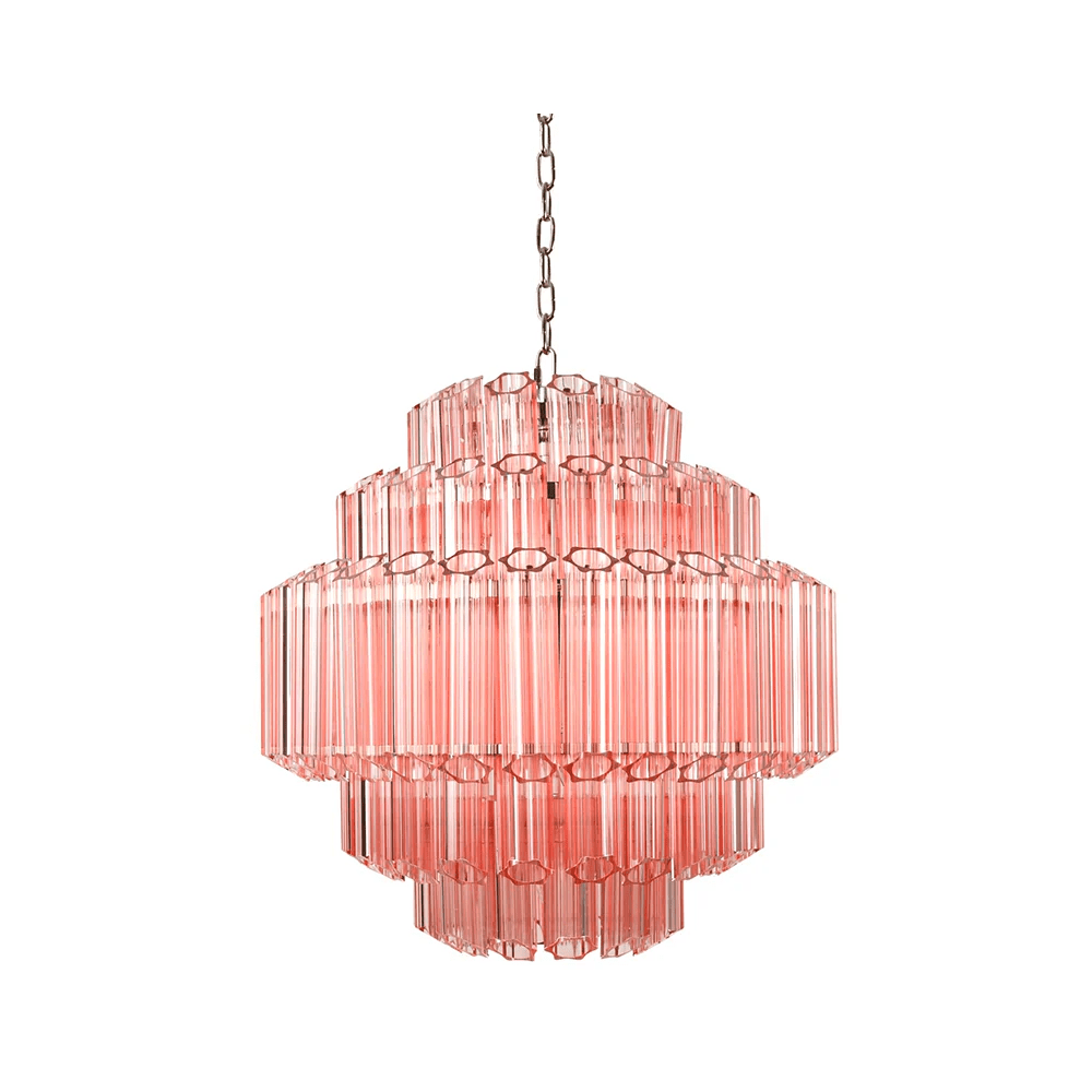 Aurora Chandelier Pink Glass Tube Layered Diamond - Letslighting