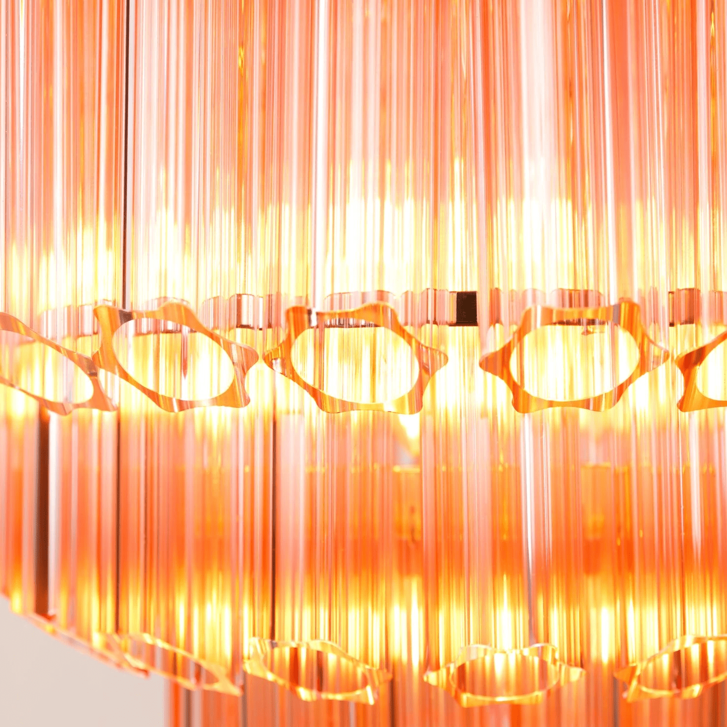 Aurora Chandelier Pink Glass Tube Layered Diamond - Letslighting