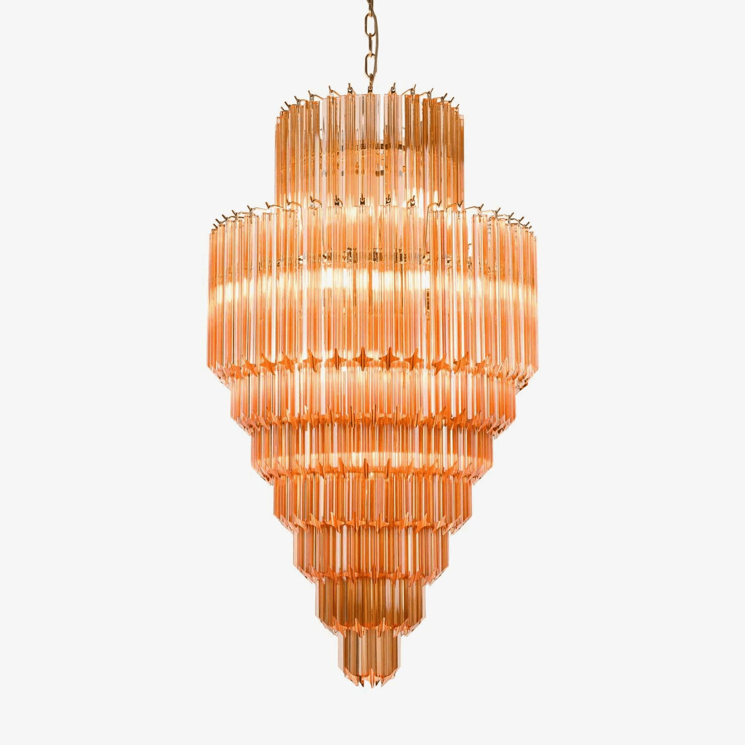 Aurora Chandelier Amber Diamond Glass Layered Retro - Letslighting