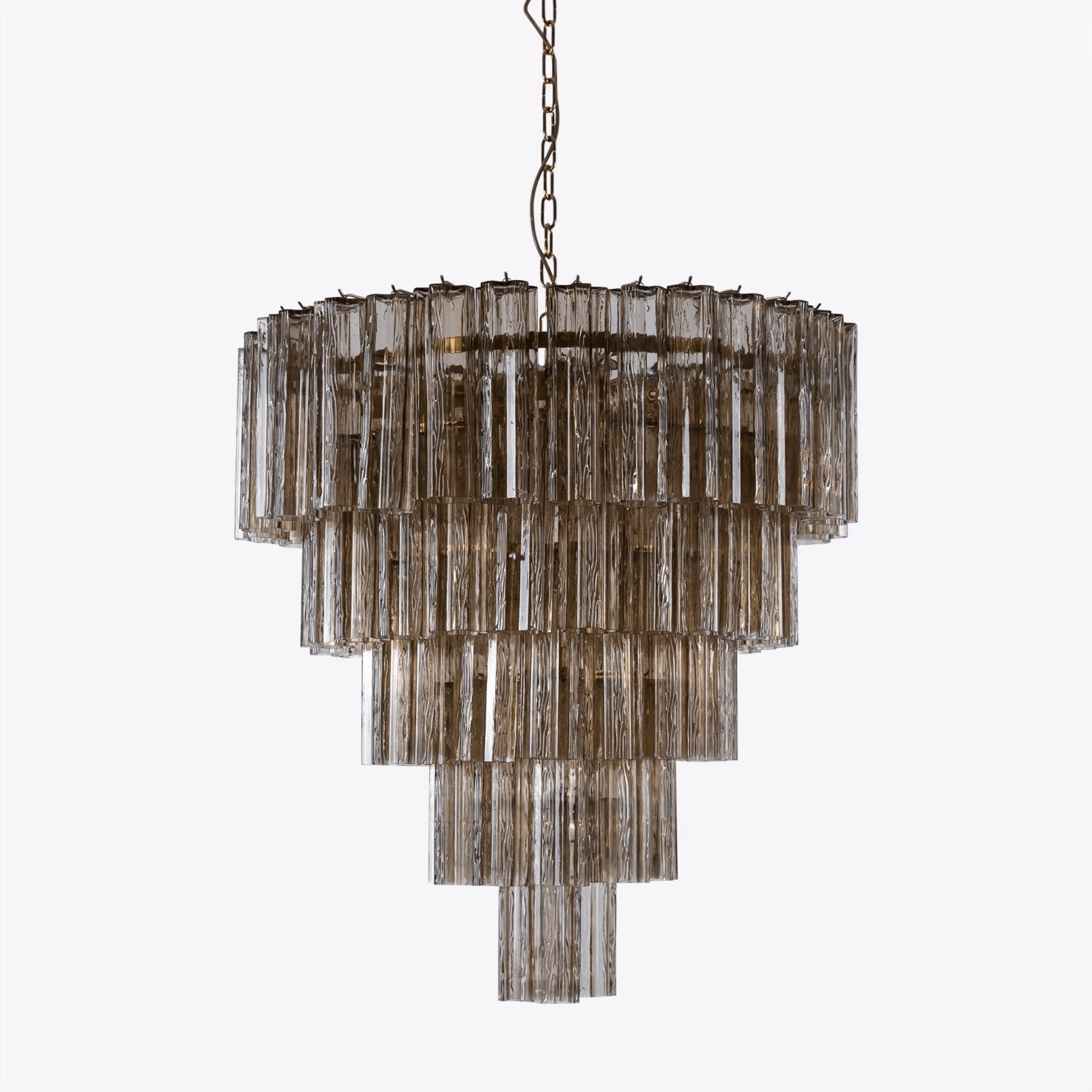 Aurora Chandelier Five Tier Fluted Glass Grande Mid Century - Letslighting