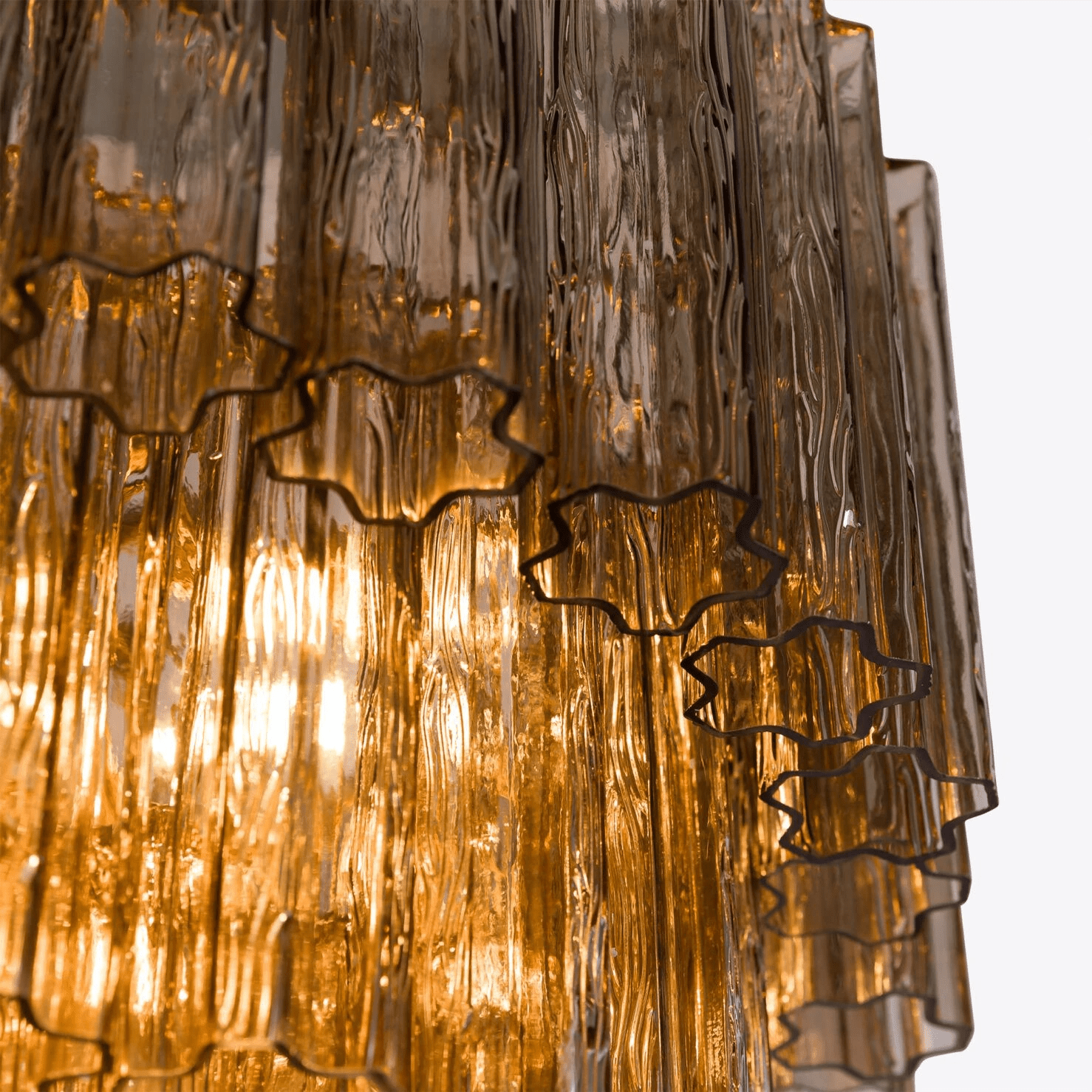 Aurora Chandelier Five Tier Fluted Glass Grande Mid Century - Letslighting