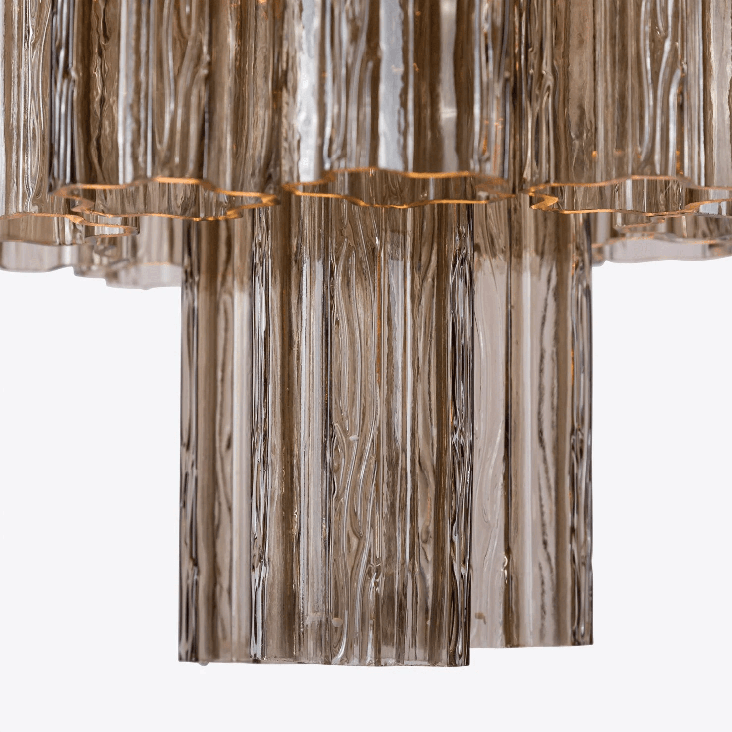 Aurora Chandelier Five Tier Fluted Glass Grande Mid Century - Letslighting