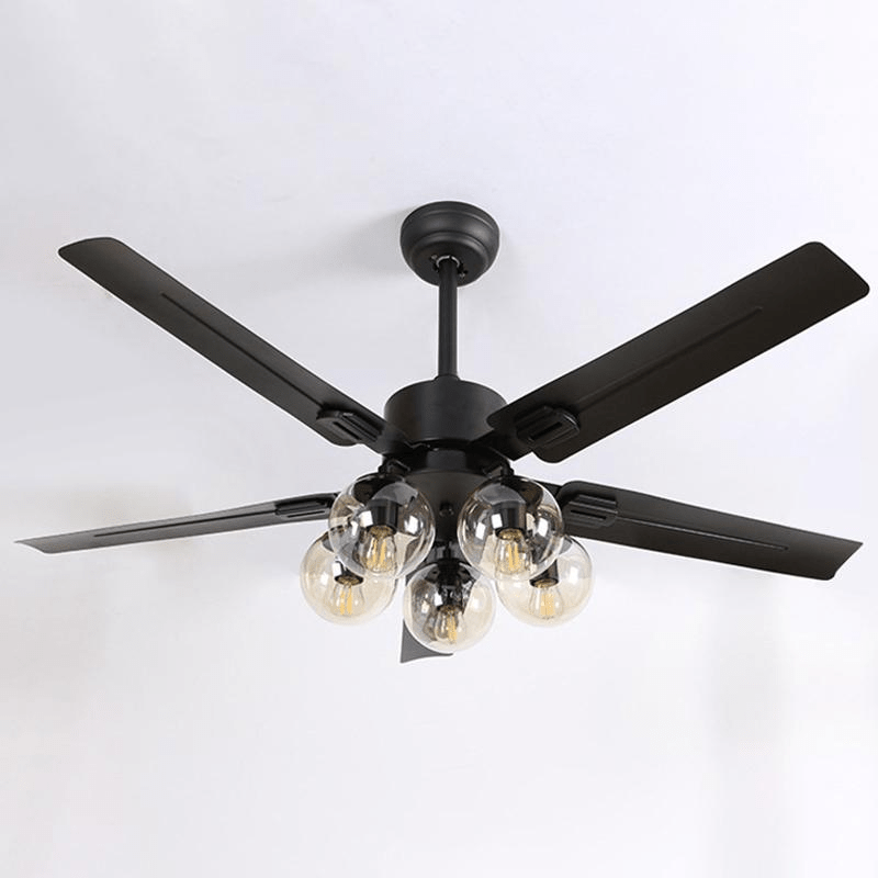 Zazoren Vintage Black Glass Ceiling Fan Light - Letslighting