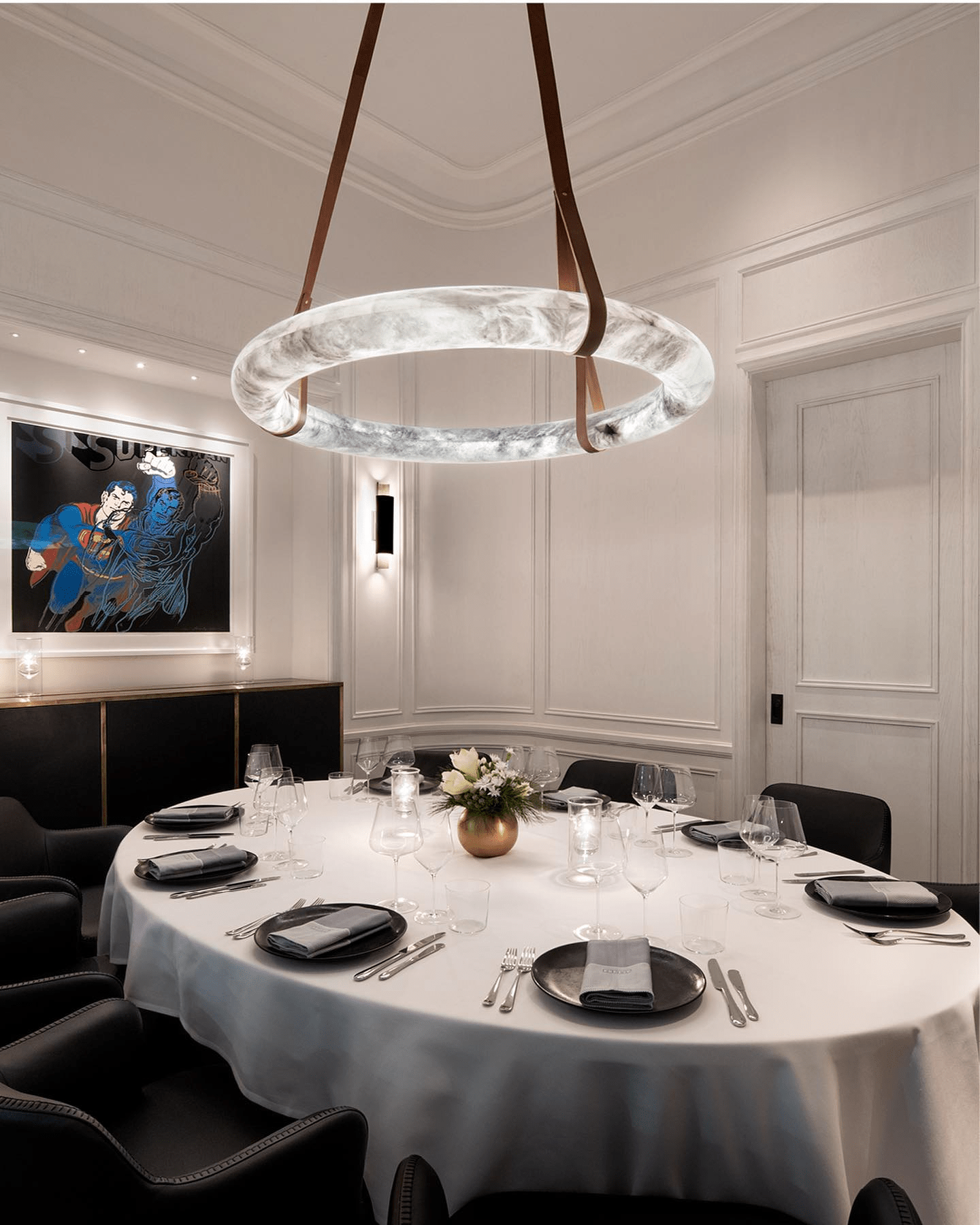 Luste Alabaster Chandeliers Ring Leather Strap Version B - Letslighting