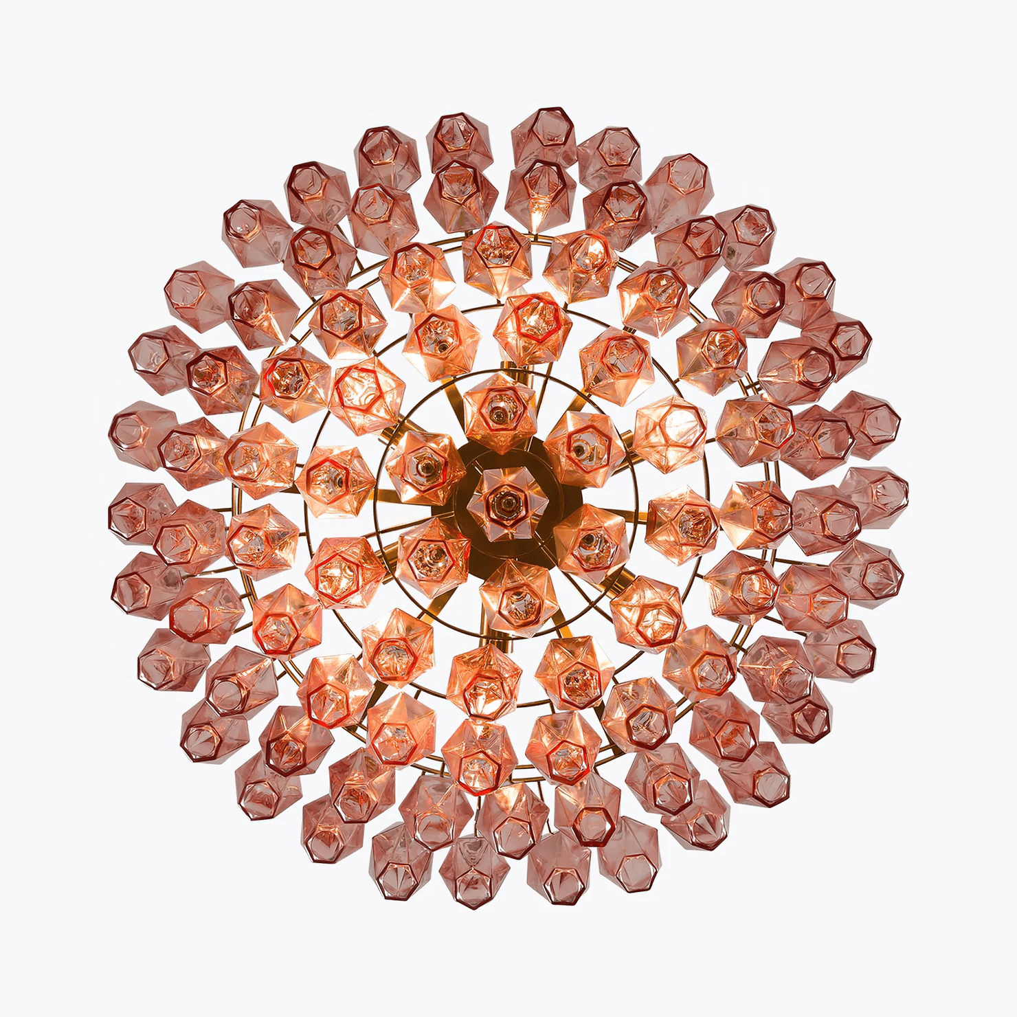 Aurora Chandelier Pink Polygon Glass Tiered Modern Artistic - Letslighting