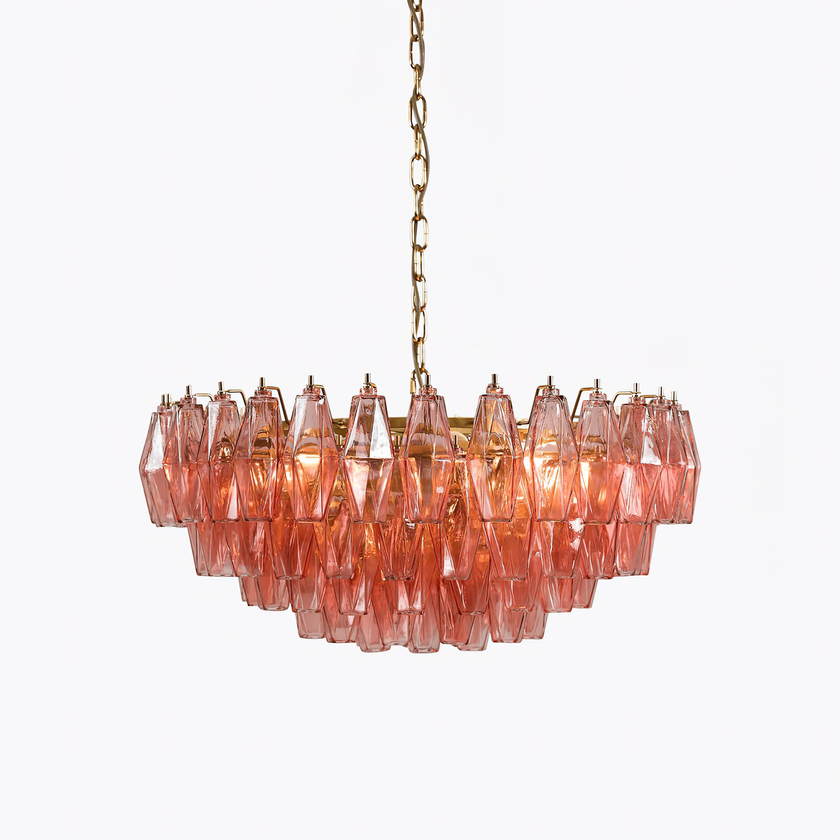 Aurora Chandelier Pink Polygon Glass Tiered Modern Artistic - Letslighting