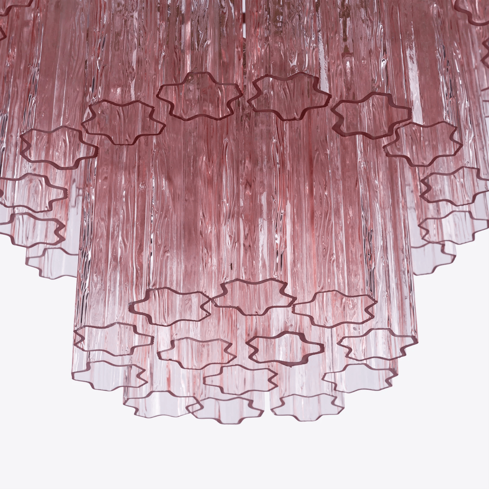 Aurora Chandelier Pink Prism Glass Layered Elegant - Letslighting