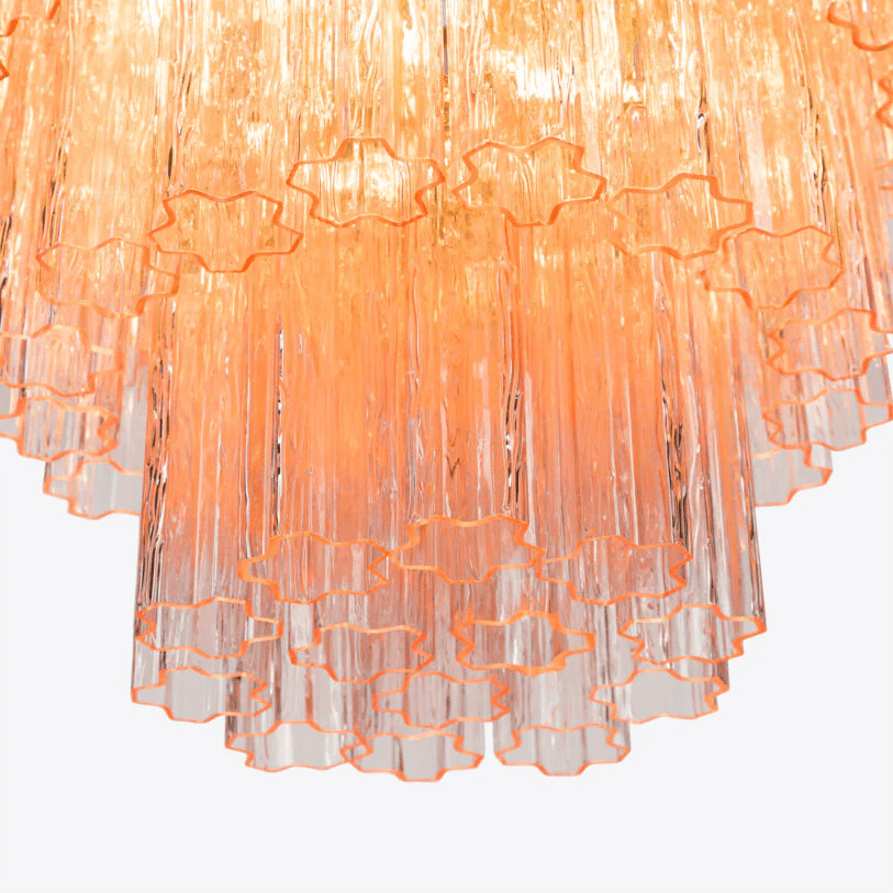 Aurora Chandelier Pink Prism Glass Layered Elegant - Letslighting