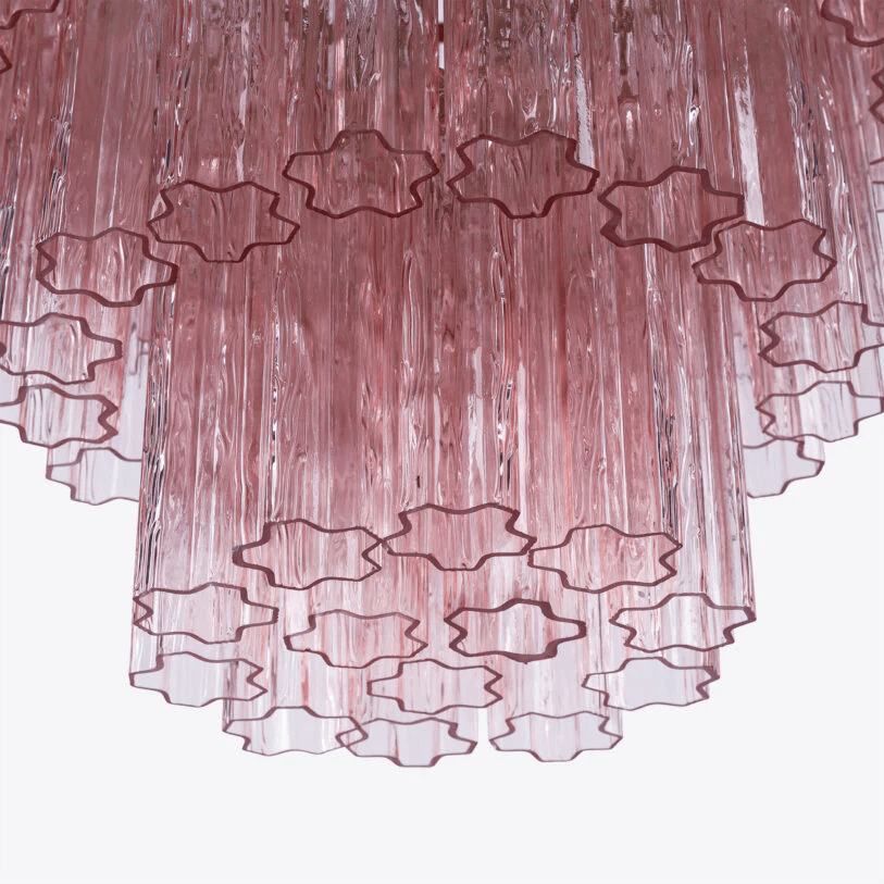 Aurora Chandelier Pink Prism Glass Layered Elegant - Letslighting