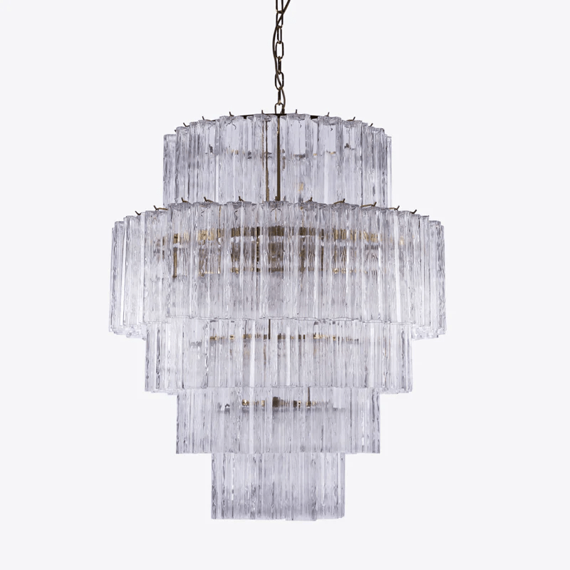 Aurora Chandelier Pink Prism Glass Layered Elegant - Letslighting