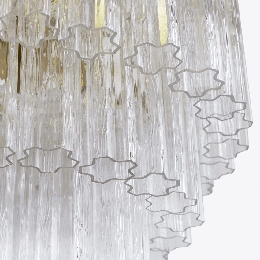 Aurora Chandelier Five Tier Fluted Glass Tube Mid Century - Letslighting