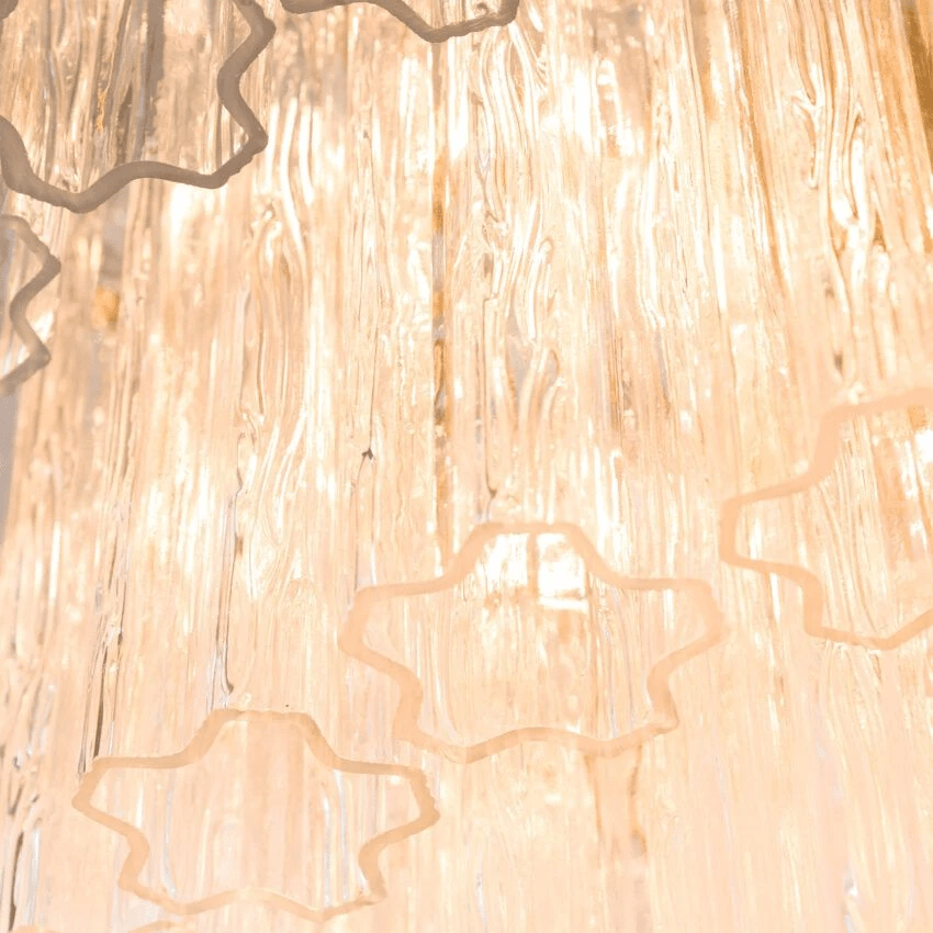 Aurora Chandelier Five Tier Fluted Glass Tube Mid Century - Letslighting