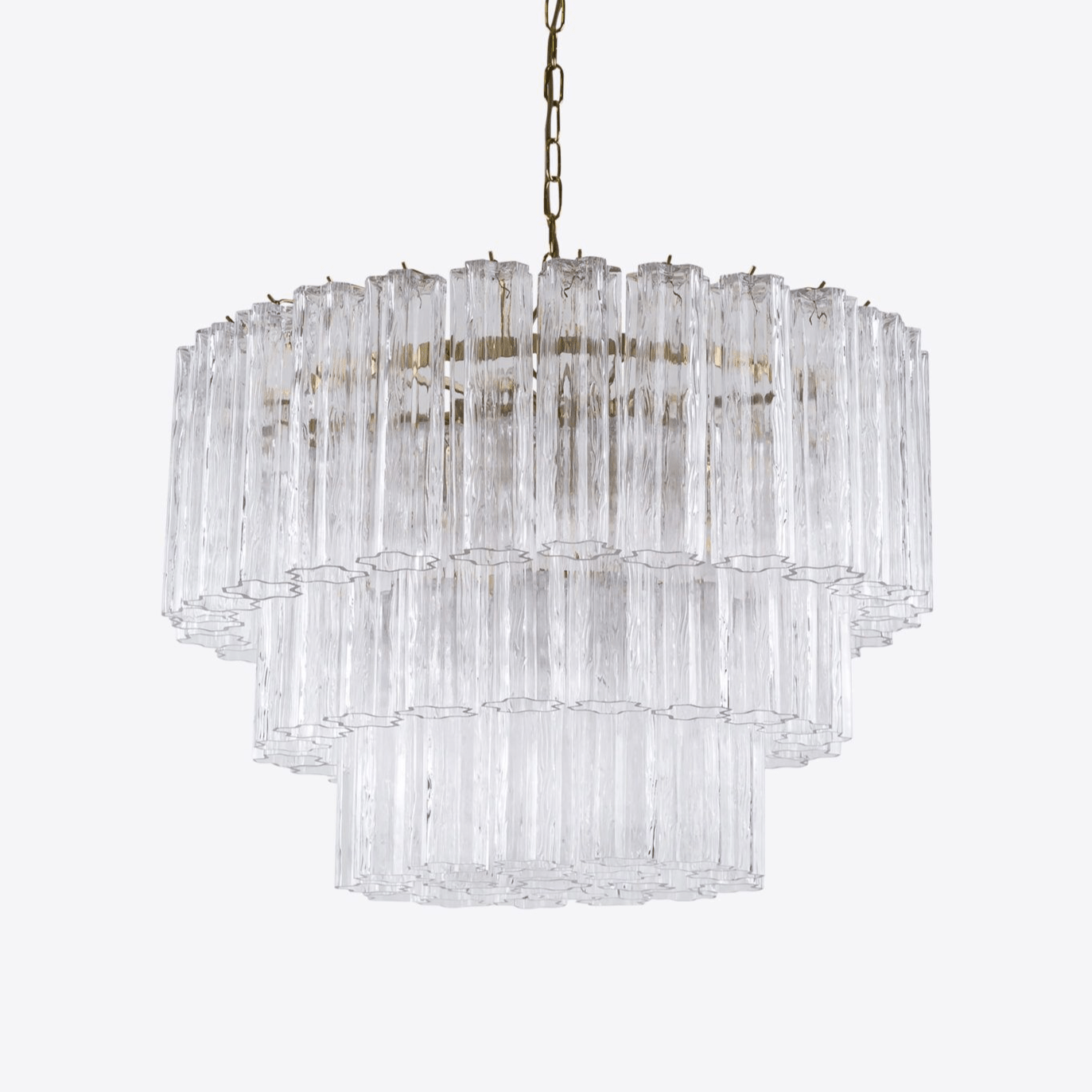 Aurora Chandelier Five Tier Fluted Glass Tube Mid Century - Letslighting
