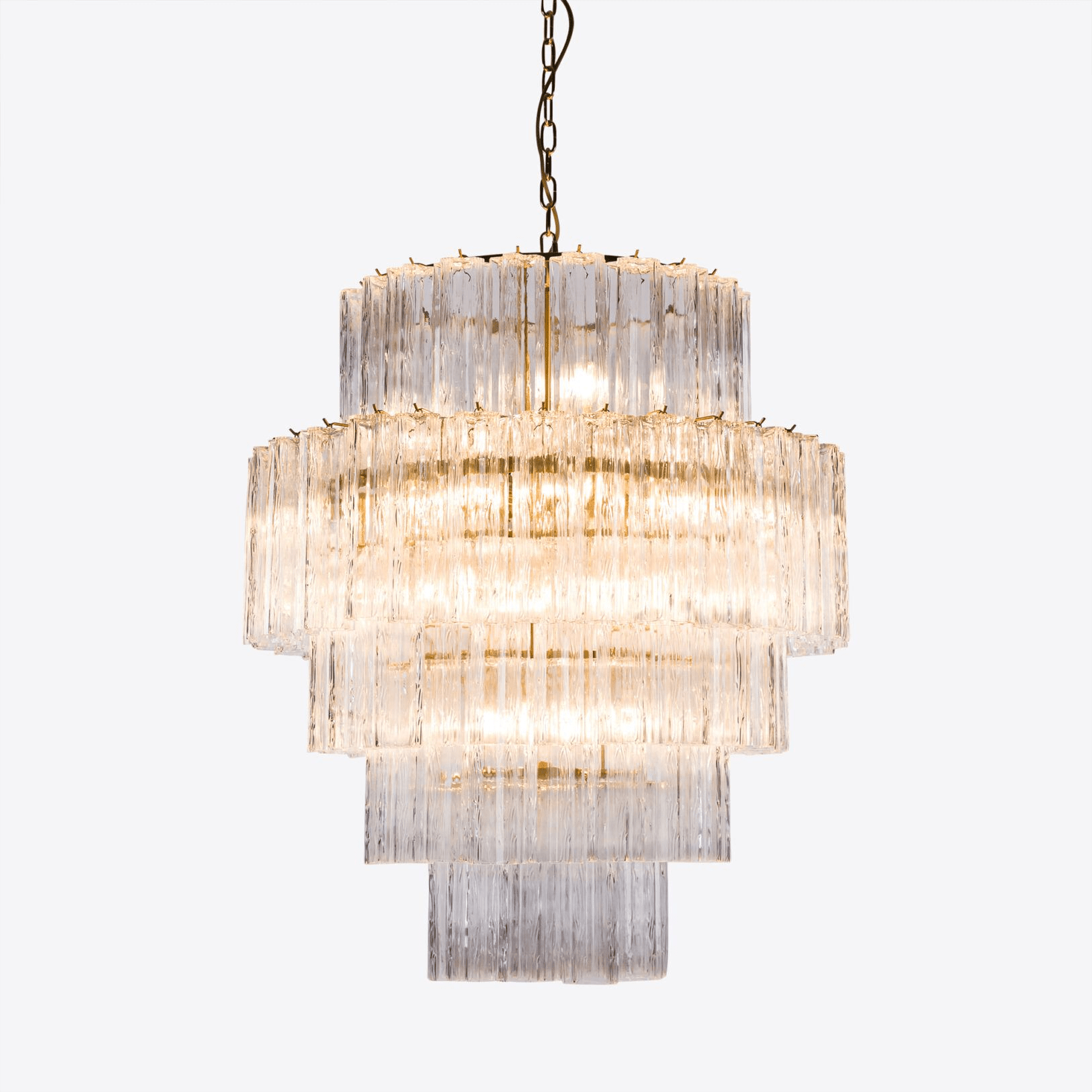 Aurora Chandelier Pink Prism Glass Layered Elegant - Letslighting