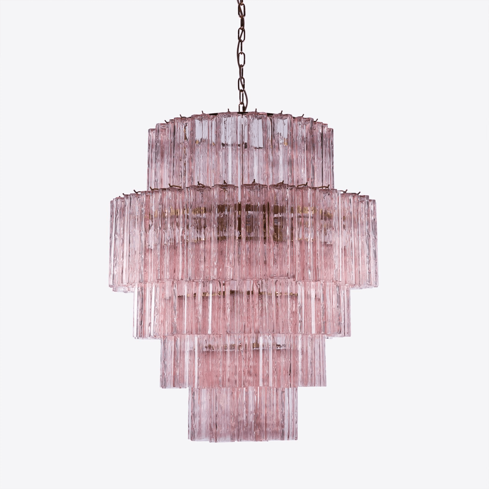 Aurora Chandelier Pink Prism Glass Layered Elegant - Letslighting