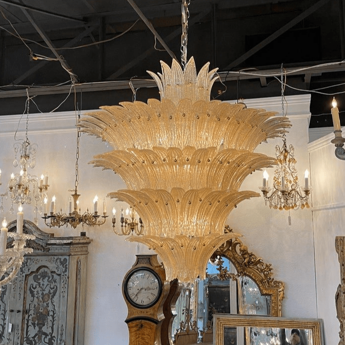 Aurora Chandelier Murano Glass Palmette Leaf Tiered - Letslighting