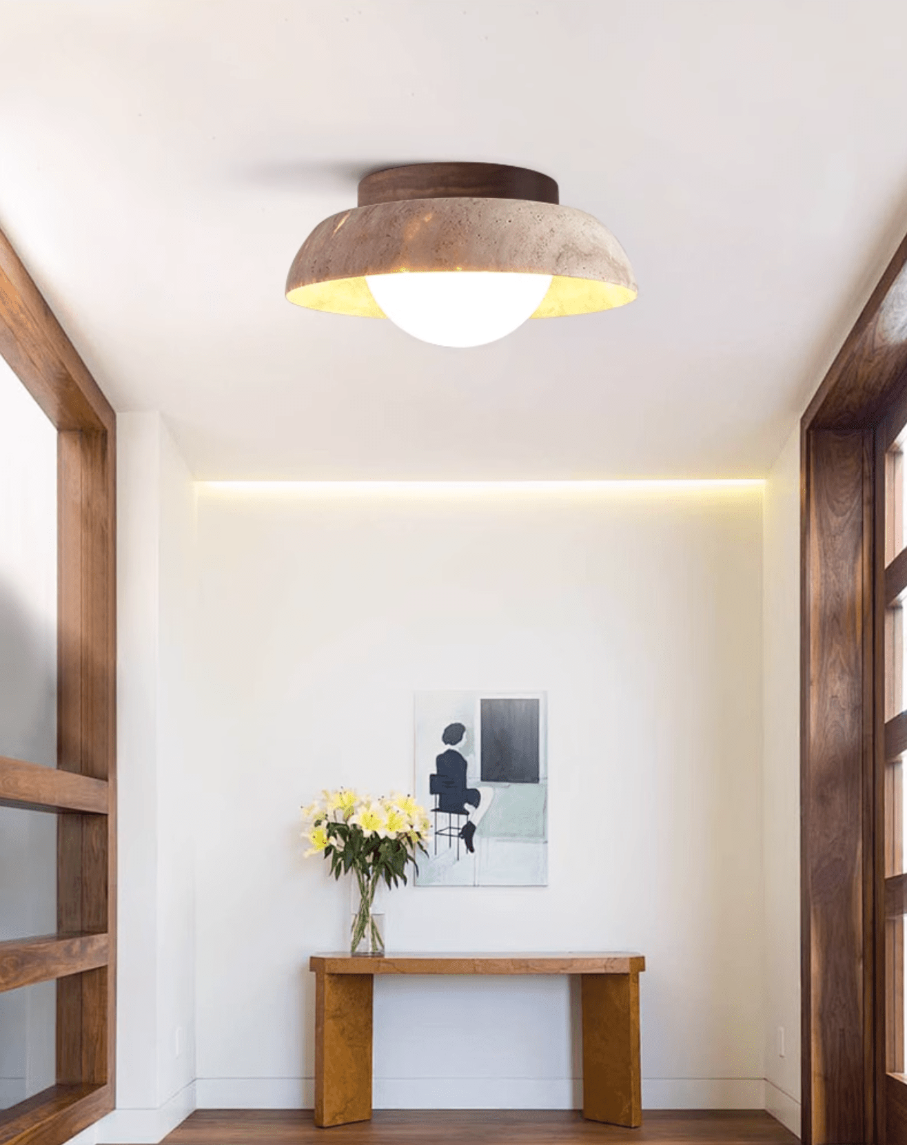 Ashaionis Disc-Dome Travertine Ceiling Light - Letslighting