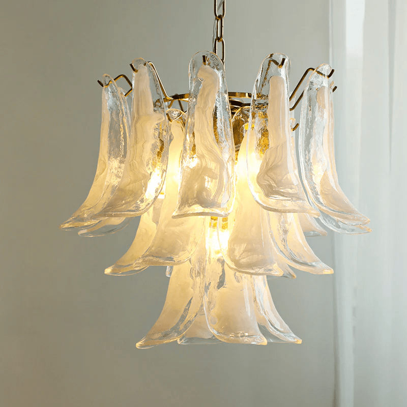 Aurora Chandelier Murano Glass Leaf Golden - Letslighting