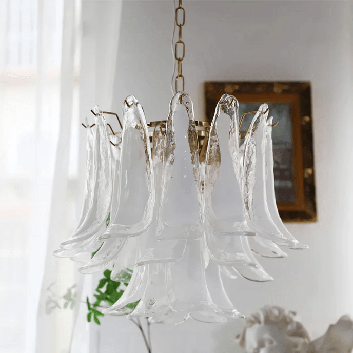 Aurora Chandelier Murano Glass Leaf Golden - Letslighting