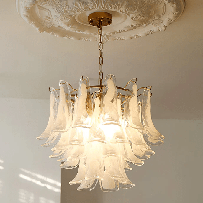 Aurora Chandelier Murano Glass Leaf Golden - Letslighting