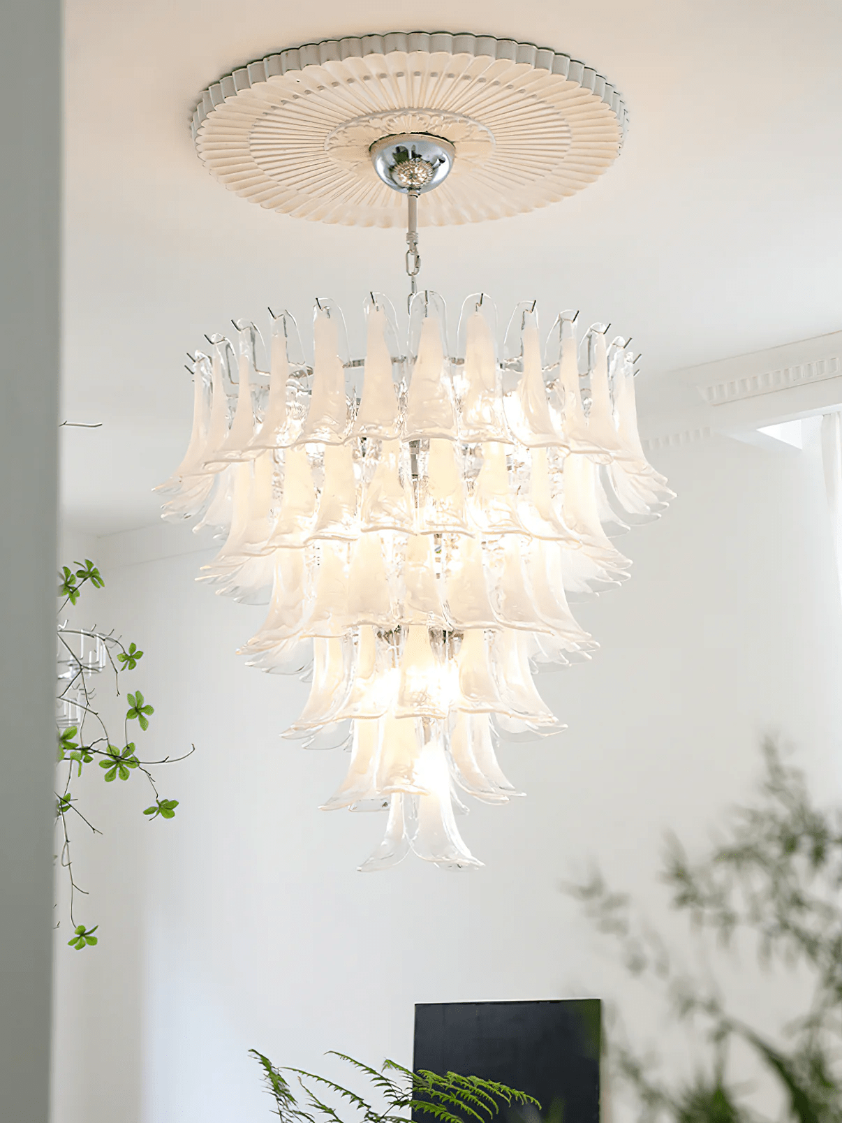 Aurora Chandelier Murano Glass Petals Vintage - Letslighting