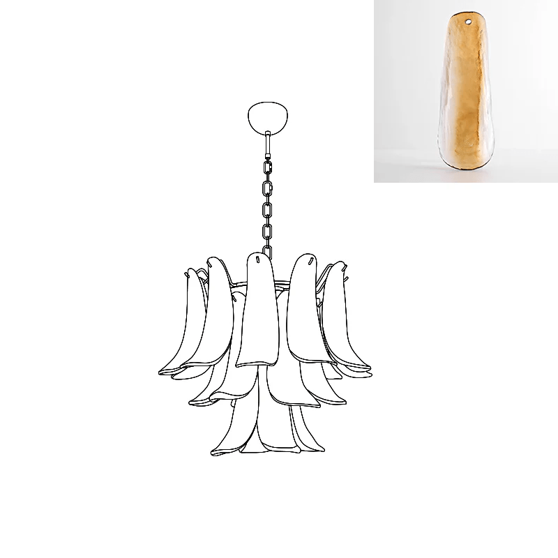 Aurora Chandelier Murano Glass Petals Vintage - Letslighting