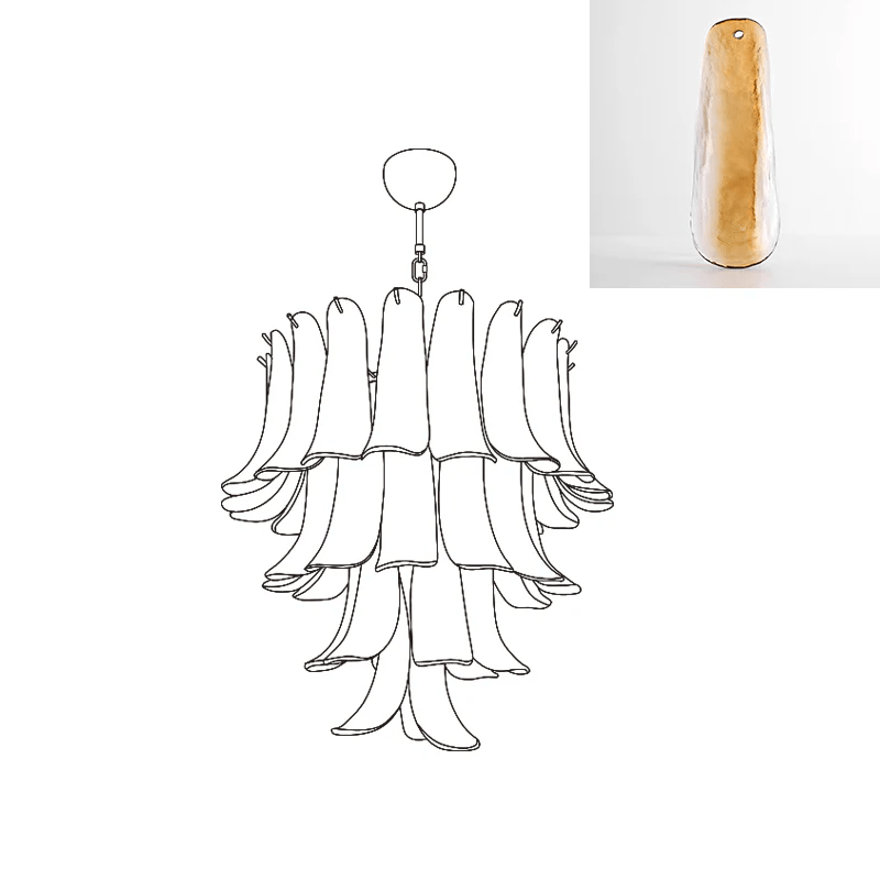 Aurora Chandelier Murano Glass Petals Vintage - Letslighting