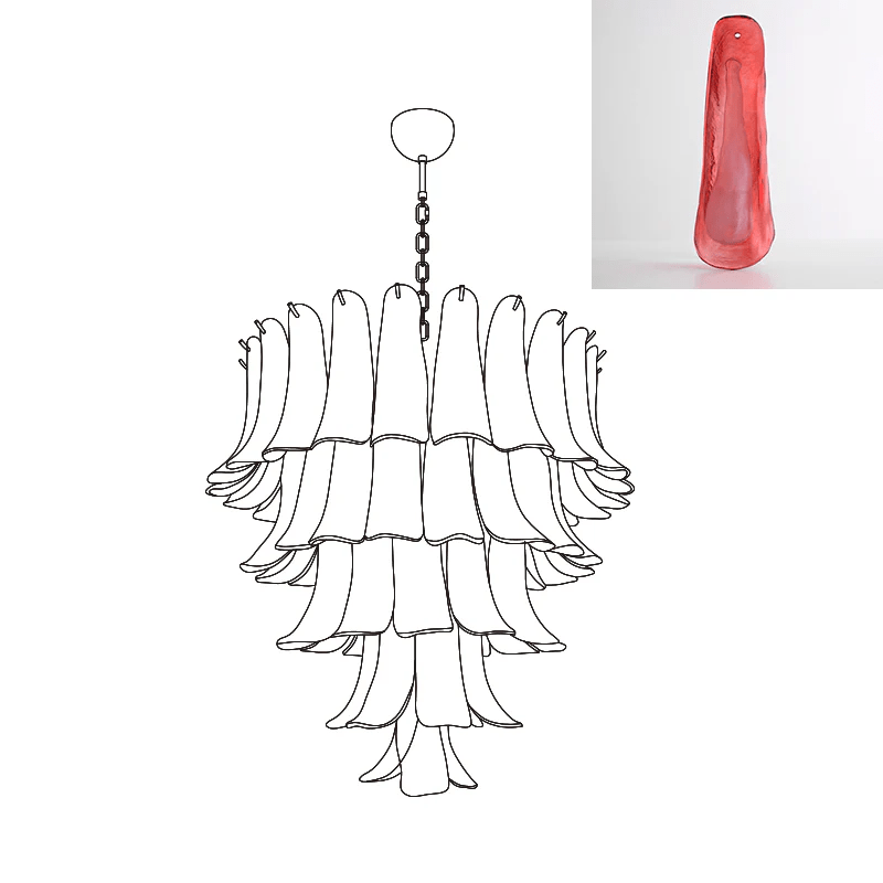 Aurora Chandelier Murano Glass Petals Vintage - Letslighting