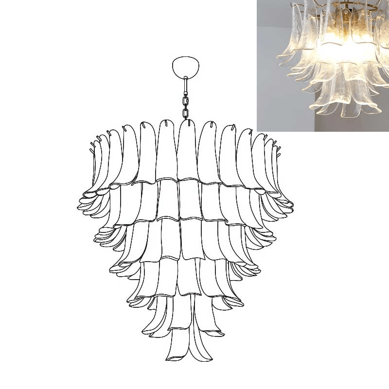 Aurora Chandelier Murano Glass Petals Vintage - Letslighting