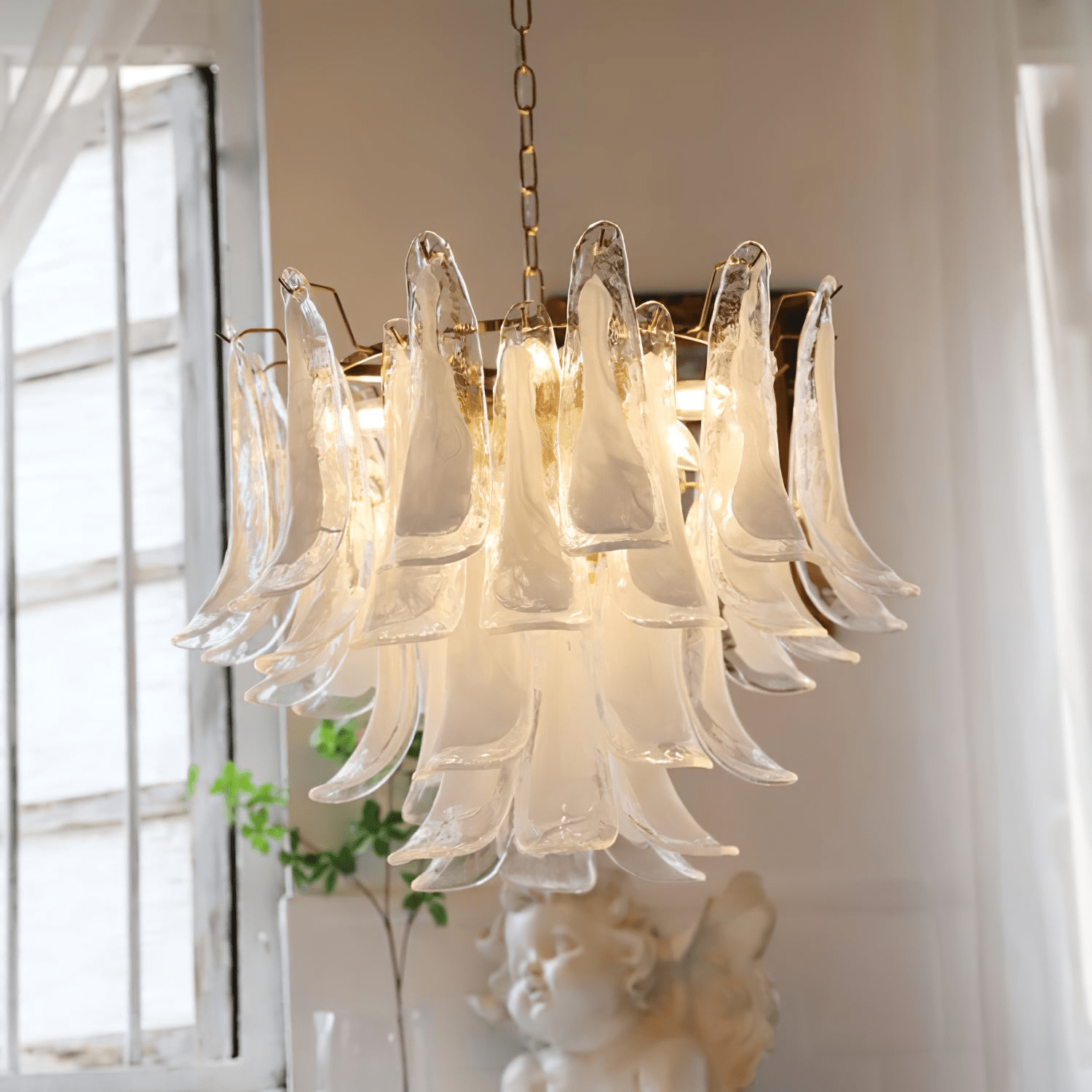 Aurora Chandelier Murano Glass Petals Vintage - Letslighting