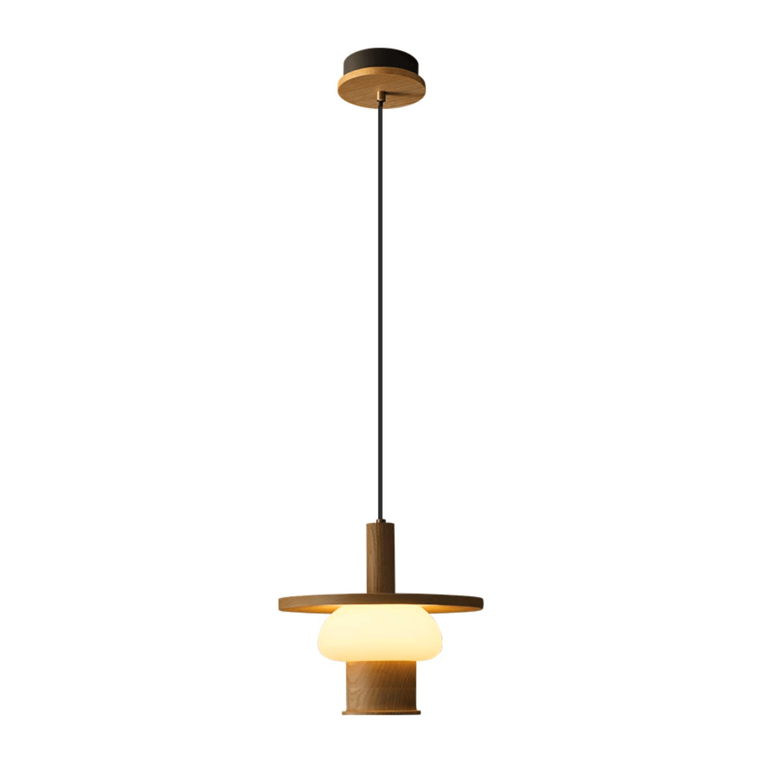 Zephaan Traditional Art Classic Glass Wood Pendant Light - Letslighting