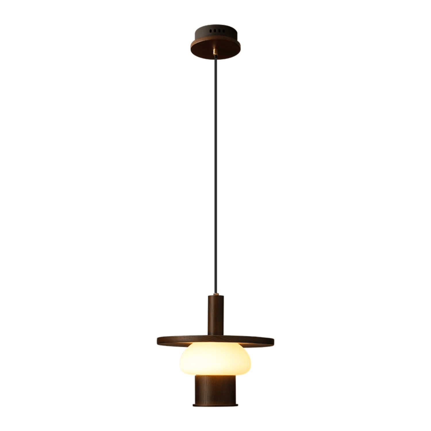 Zephaan Traditional Art Classic Glass Wood Pendant Light - Letslighting